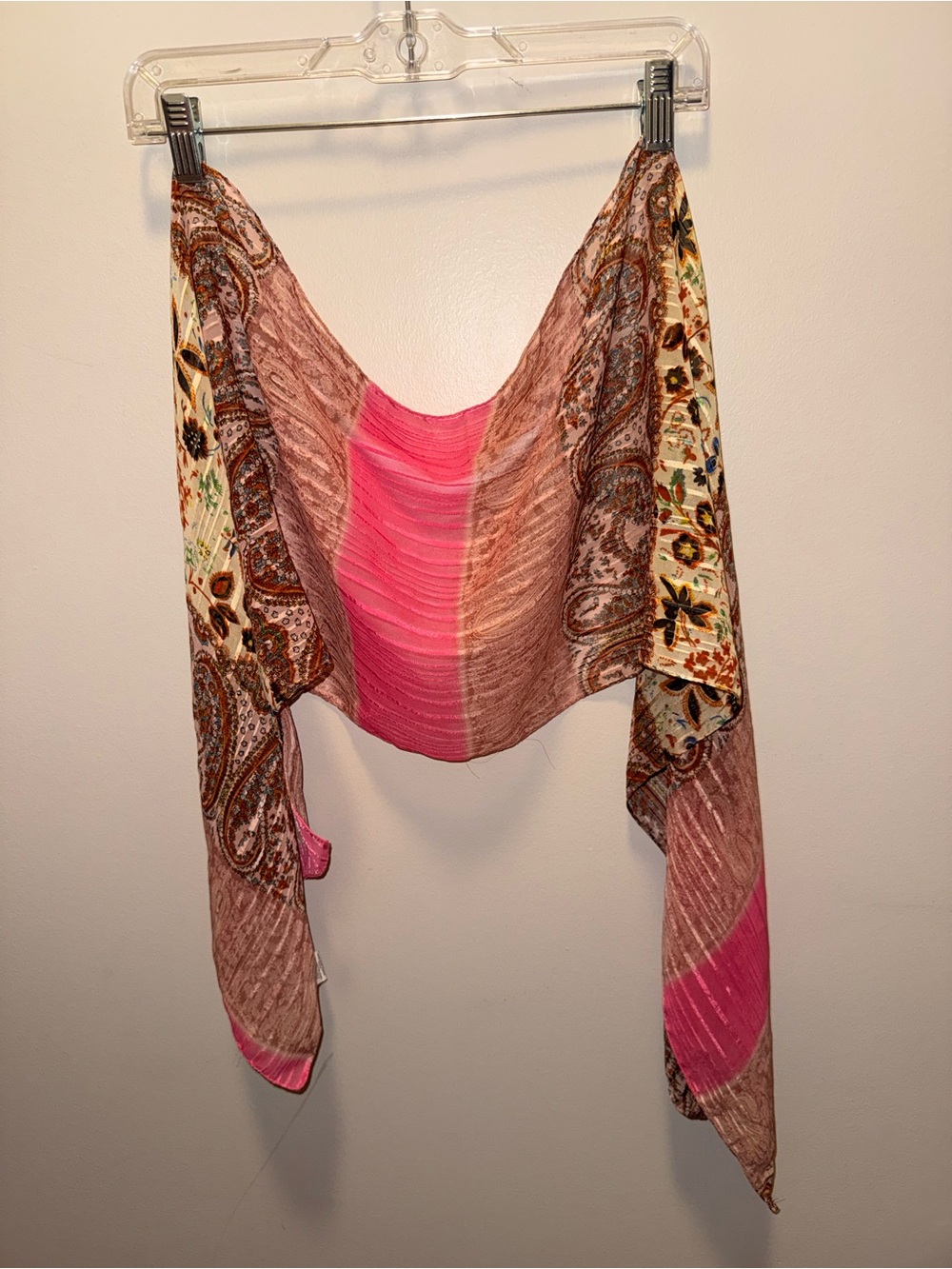 Pink & Brown Paisley Floral Accent Women's Scarf